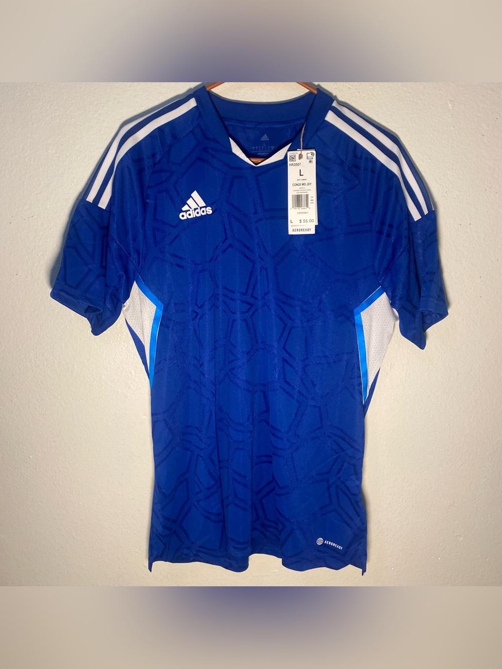 Adidas Condivo 22 Match Day Jersey Men’s V-Neck Aeroready Blue/White Large NWT